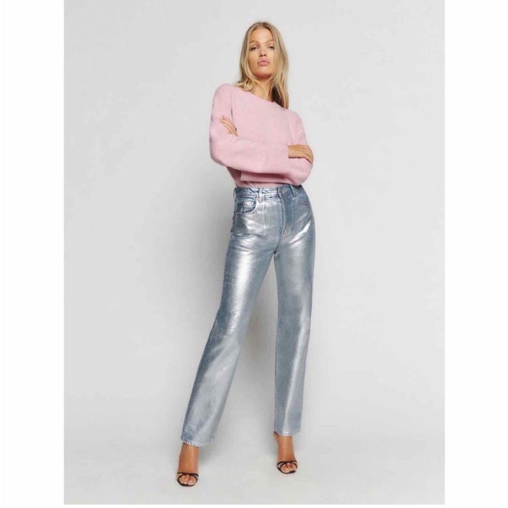 Reformation Silver Straight Leg Jeans